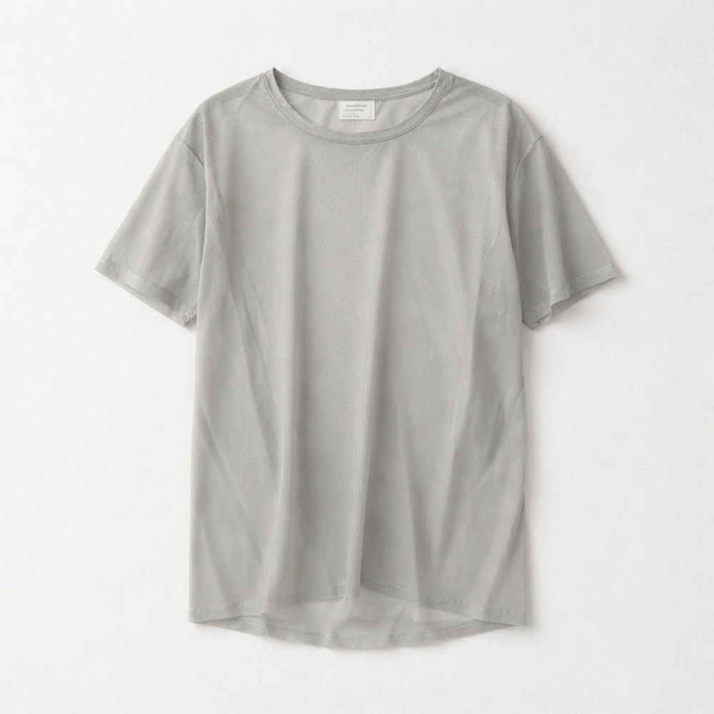 Samantha Eng Sheer Mesh Top  Women’s size OS  Grey  Crew neck jersey